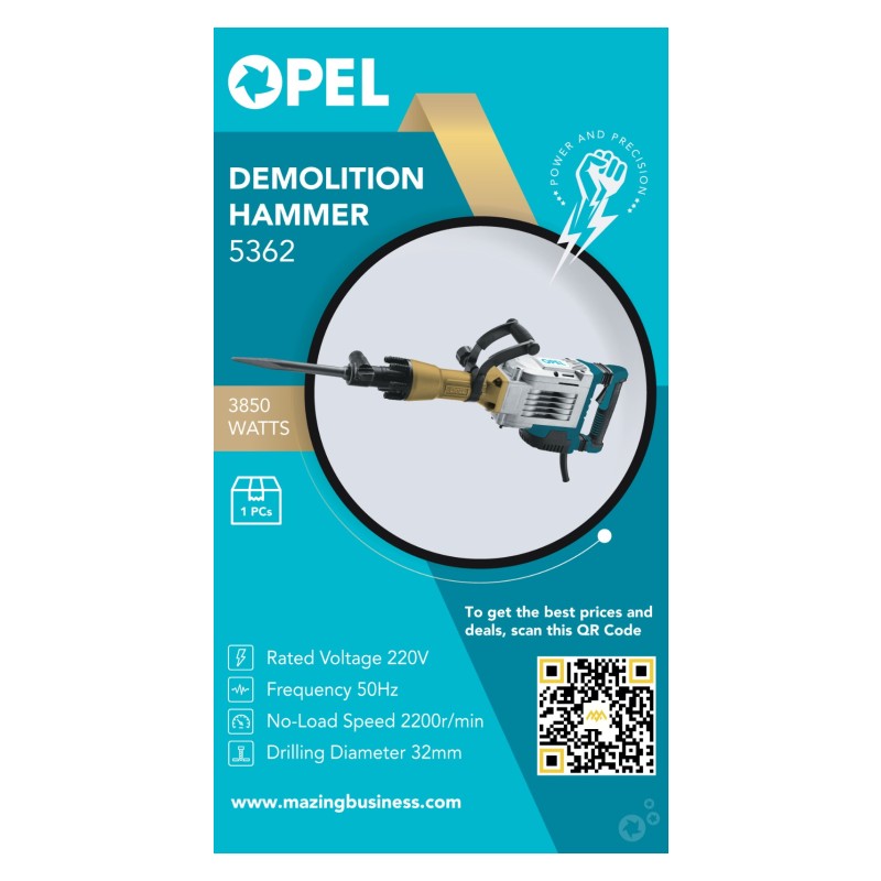 OPEL 5362 - 21Kg DEMOLITION HAMMER (3850Watts)