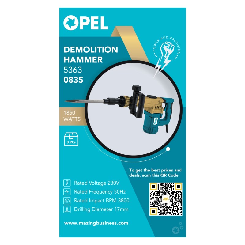 OPEL 5363 - 7.5Kg DEMOLITION HAMMER (1850Watts)