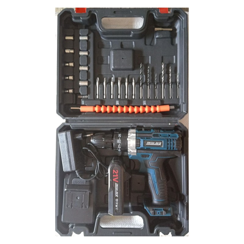 Chetakmax 21V Cordess Drill Kit [Drill Machine+2 Battery+Accessories]