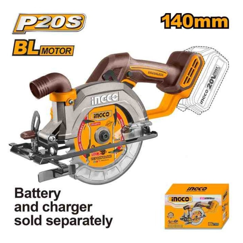 INGCO LITHIUM-ION CIRCULAR SAW 20V 45NM 140MM - CSLI1402