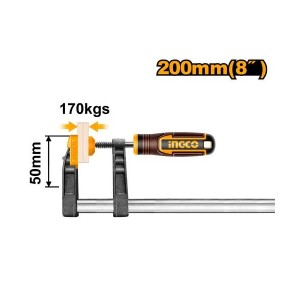 INGCO 170KGS F CLAMP WITH PLASTIC HANDLE 50X200MM - HFC020502