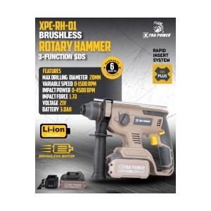 XTRA-POWER BRUSHLESS ROTARY HAMMER 3-FUNCTION SDS 21V XPC-RH-01