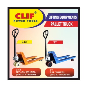 CLIF 5T HYDRAULIC PALLET TRUCK (FORK SIZE 685X1150MM)- PU WHEEL