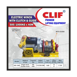 CLIF PIONEER CLUTCH WINCH WITH GUIDE 1T X 40MTR X 8MM