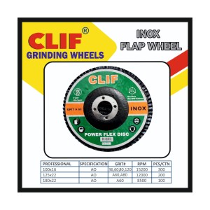 CLIF ABRASIVES FLAP WHEEL 4INCH(INOX) A80 (300PCS)