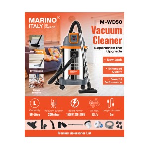 MARINO SINGLE MOTOR VACCUM CLEANER 1500W 50L - M-WD50