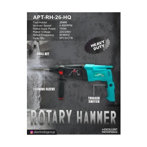 Akari Rotary Hammer (26Mm) (0-1100Rpm) (5 Pcs) - Apt-Rh-2636- Hq