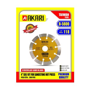 AKARI MARBLE CUTTING BLADE - 4" SEG 10T FOR SANDSTONE HOT PRESS B-5800