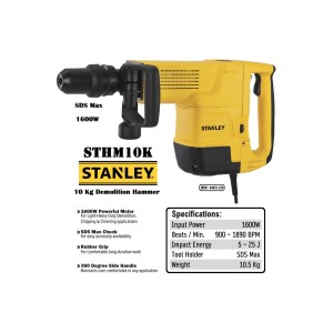 STANLEY DEMOLITION HAMMER 10KG SDS MAX 1600W STHM10K