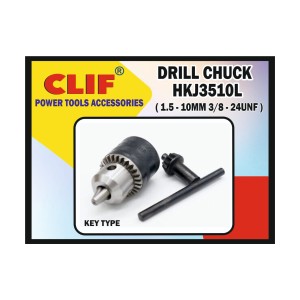 CLIF KEY TYPE DRILL CHUCK (HK SERIES COLOUR BOX PACKING) HKJ3510L (1.5 - 10MM 3/8 - 24 UNF)