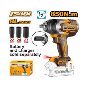 INGCO 20V CORDLESS IMPACT WRENCH SQ. DR.- 1/2 INCH - 850NM - CIWLI20851