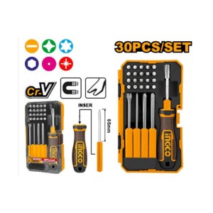 INGCO 30 PCS INTER CHANGEABLE SCREWDRIVER AND BITS SET - AKISD3001