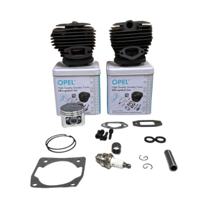 OPEL CHAINSAW SPARE CYLINDER PISTON 58CC WITH GASKET SET AND SPARK PLUG IN TIN BOX