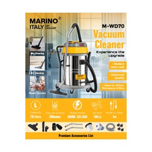 MARINO DOUBLE MOTOR VACCUM CLEANER 3000W 70L - M-WD70
