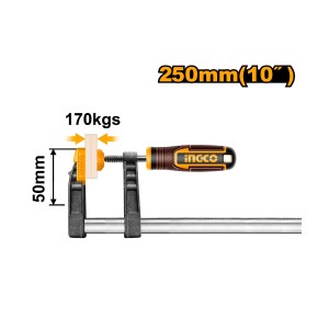 INGCO 170KGS F CLAMP WITH PLASTIC HANDLE 50X250MM - HFC020503