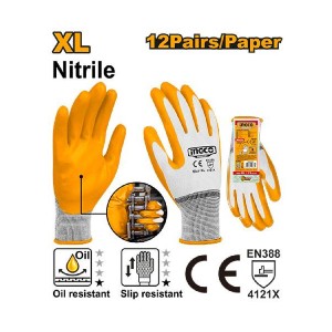 INGCO NITRILE GLOVES 12PAIRS XL - HGNG04
