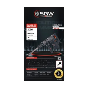 SGW DEMOLITION HAMMER 7KG 1250WATTS S-2154