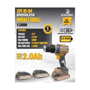 XTRA POWER XPC-ID-04 BRUSHLESS IMPACT DRILL 13MM 21V