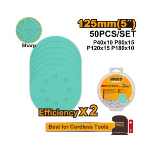 INGCO SANDING SHEET FOR RANDOM ORBITAL SANDER 125MM - AKRS125050