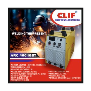 CLIF INDUSTRIAL WELDING MACHINE ARC 400 INDL /PL/IJ -IGBT- THREE PHASE - ARC400G