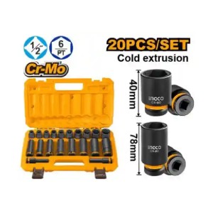 INGCO 20 PCS 1/2"DR. IMPACT SOCKET SET - HKISSD12203L