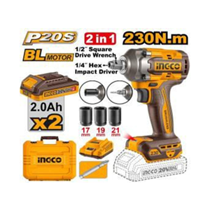 INGCO 20V CORDLESS IMPACT DRIVER&WRENCH SQ. DR: 1/2 INCH - 230NM - CIWLI20236