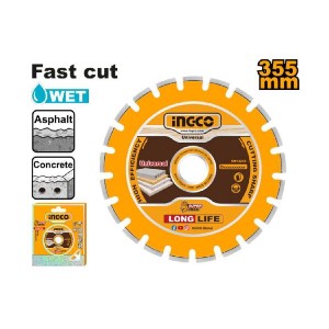 INGCO DIAMOND DISC FOR ASPHALT AND CONCRETE CUTTING 355MM - DMD033551