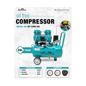 Kuvera 1500W Oil Free Air Compressor 30Ltr - OF-1500-30L