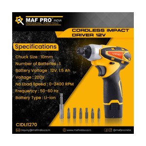 MAF Lithium-ion Cordless Impact Driver 12V 0-2400RPM - CIDLI1270