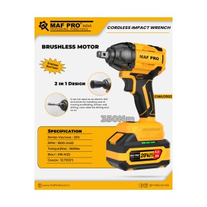MAF PRO 20V CORDLESS IMPACT WRENCH 1/2" SQ. DRIVE BRUSHLESS MOTOR 350NM - CIWLI3502