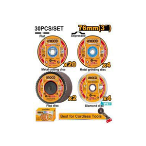 INGCO 76MM CUTTING AND GRINDING DISC SET - MCD07630