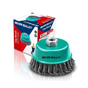 SILVER BULLET CUP BRUSH GREEN CAP M10 X 3" TWISTED - STC 2