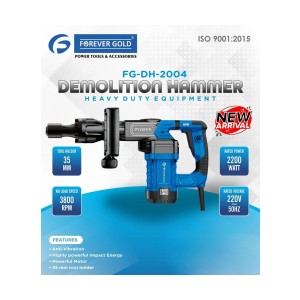FOREVER GOLD HAMMER MACHINE 17 MM (9 KG) WITH 6 SCREWS (D HANDLE) WITH AVT HANDLE 2200 W - FG-DH-2004