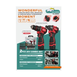 RED HORSE COMBO SET CORDLESS IMPACT DRILL & SCREWDRIVER BRUSHLESS - RHC-20V