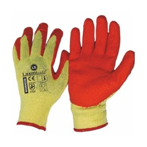 SAFETY COTTON LATEX COATED GLOVES YELLOW ORANGE (LS-101) (600PCS/PKT)