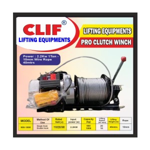 CLIF PROFESSIONAL WINCH -10MM ROPE (1.5TON POWER) - 2.2KW 1.5T X 40MTR X 8MM