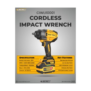 MAF PRO 20V CORDLESS IMPACT WRENCH 1/2" SQ. DRIVE BRUSHLESS MOTOR WITH 4.0 AH BATTERY 1000NM - CIWLI10001