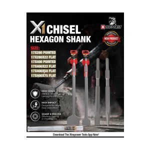 XTRA POWER X1 CHISEL HEXAGON SHANK 17X400X22 FLAT