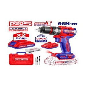EMTOP COMPACT BRUSHLESS CORDLESS IMPACT DRILL 20V 13MM 66NM ECIDL20668