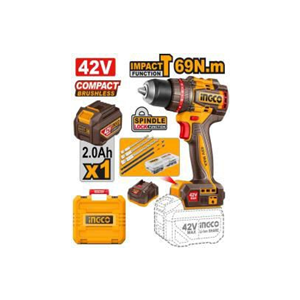 INGCO COMPACT BRUSHLESS CORDLESS IMPACT DRILL 42V - 69NM - CIDLI426981