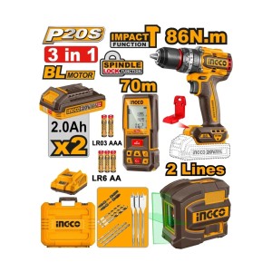 INGCO 20V CORDLESS 3 PCS COMBO KIT - COSLI251001