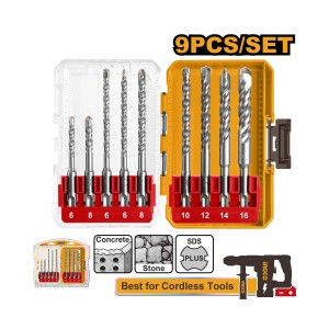INGCO 9 PCS SDS PLUS HAMMER DRILL BITS SET - AKDL30906