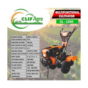 CLIF AGRO MULTIFUNCTIONAL CULTIVATOR 6.8HP 186FA - CL - 1200