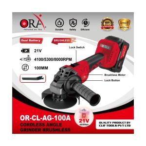 ORA CORDLESS ANGLE GRINDER BRUSHLESS ( 100MM ) ( 21V ) WITH ACCESSORIES - OR-CL- AG100A