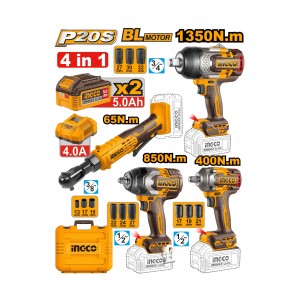 INGCO CORDLESS 4 PCS COMBO KIT 20V 400NM - COSLI250783