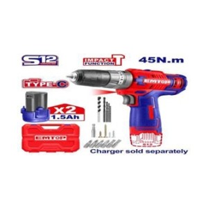 EMTOP CORDLESS IMPACT DRILL 12V 10MM 45NM ECIDL12620