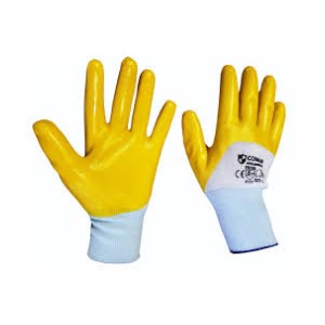 SAFETY WHITE YELLOW HALF COATING GLOVES (LS-128)