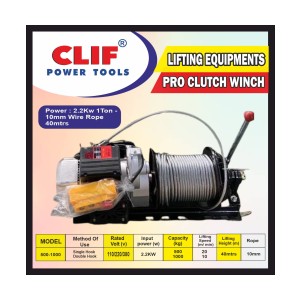 CLIF PROFESSIONAL WINCH -10MM ROPE (1.5TON POWER) - 2.2KW 1TX40MTR