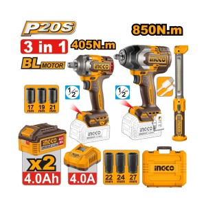 INGCO CORDLESS 3 PCS COMBO KIT 20V 850NM - COSLI251085