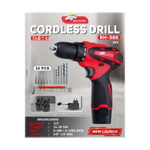RED HORSE CORDLESS DRILL KIT SET 12V - RH - 385